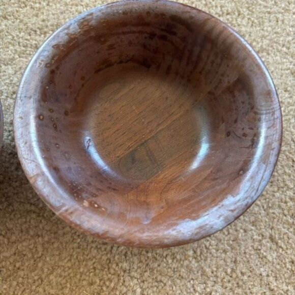 2 Original Walnut Store 6” Wooden Bowls - Picture 3 of 8